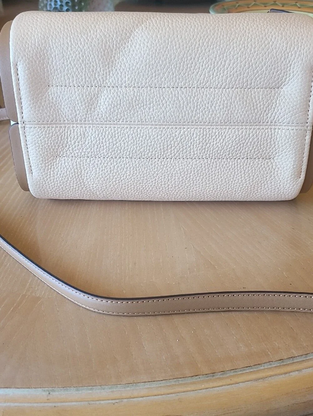 kate spade Pebbled Leather Shoulder Bag in Cream and Tan